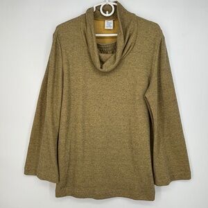 Weekenders Womens Large Pullover Knit Top Cowl Neck Gray Tan Marl Vintage USA